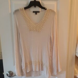 Living Doll Ivory Blouse with Lace Accents